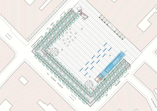 square and underground parking, carrara, renovation
