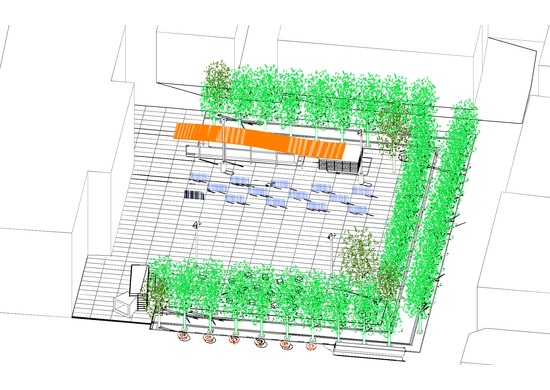 square and underground parking, carrara, renovation